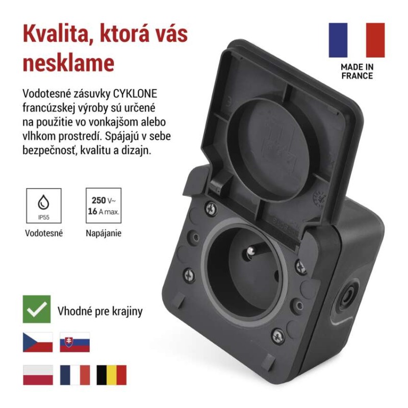 EMOS Cyklone zásuvka nástenná IP55