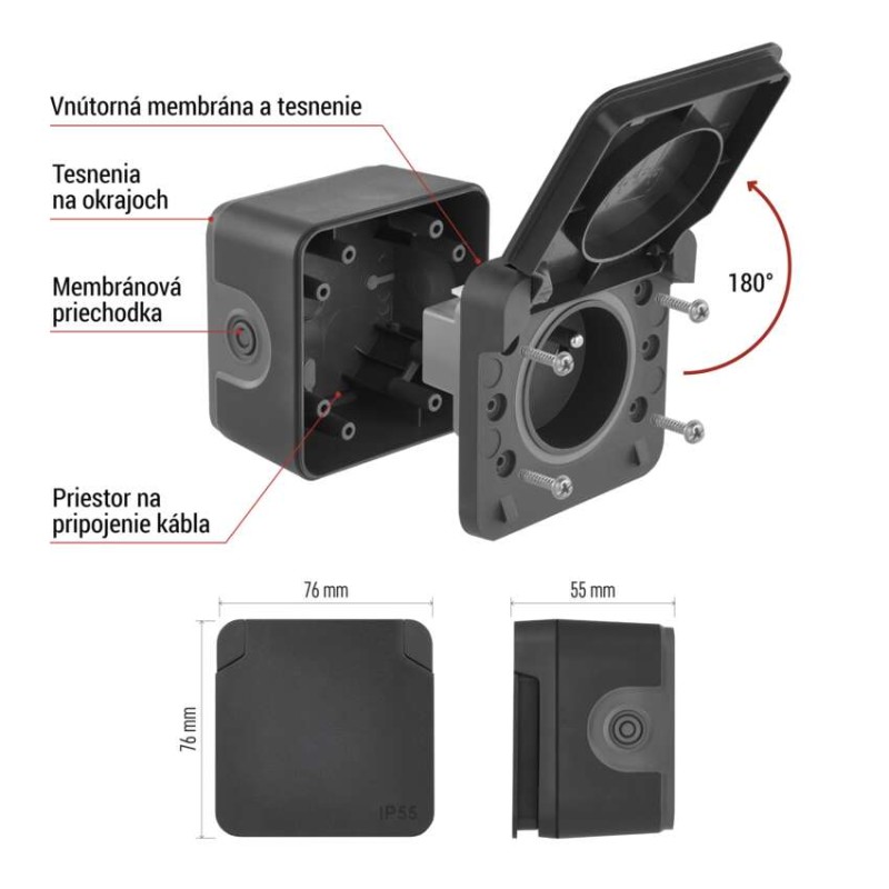 EMOS Cyklone zásuvka nástenná IP55