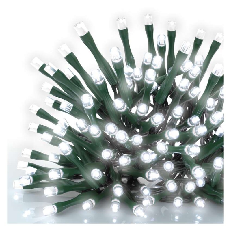 LED vánoční řetěz, 50 m, venkovní i vnitřní, studená bílá, programy, časovač