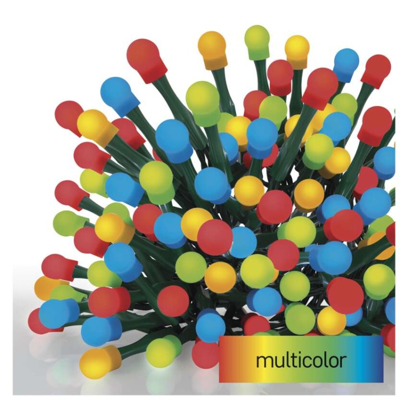 LED vánoční cherry řetěz – kuličky, 30 m, venkovní i vnitřní, multicolor, programy,časovač