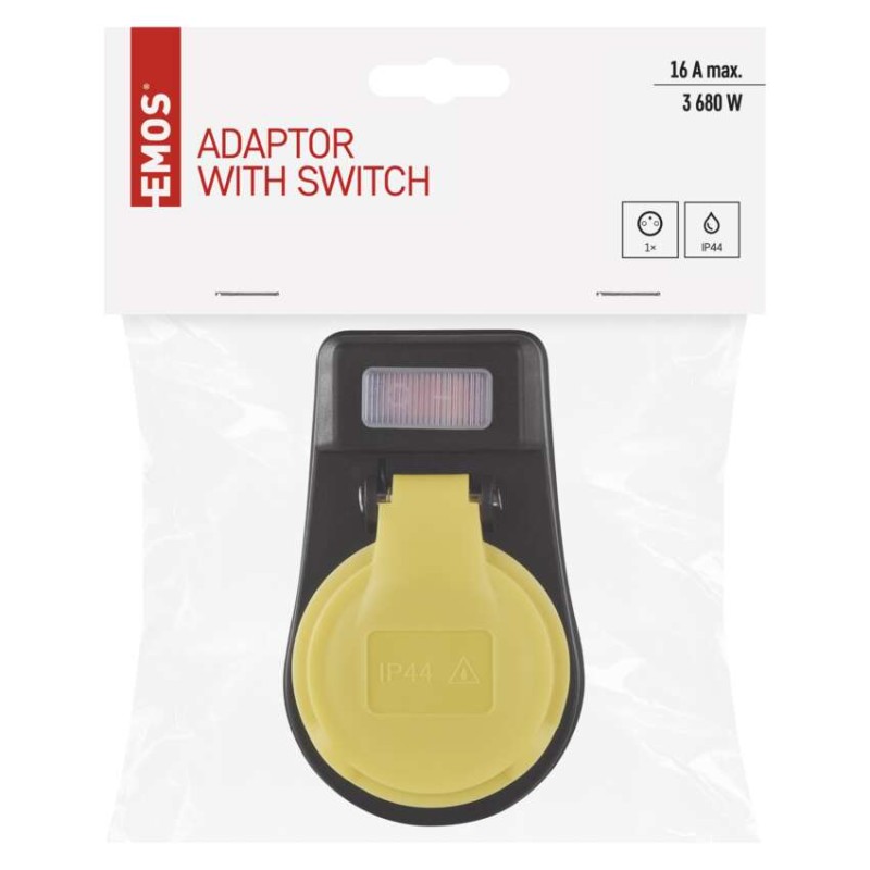 Gniazdo IP44 czarno-żółte