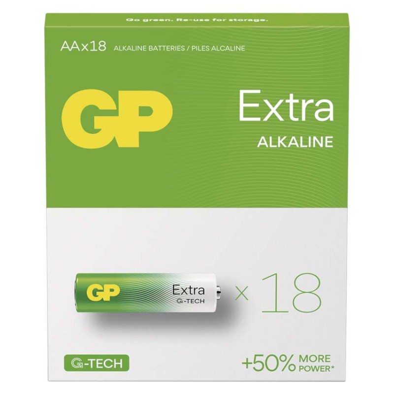 Alkalická batéria GP Extra LR6 (AA), 18 ks