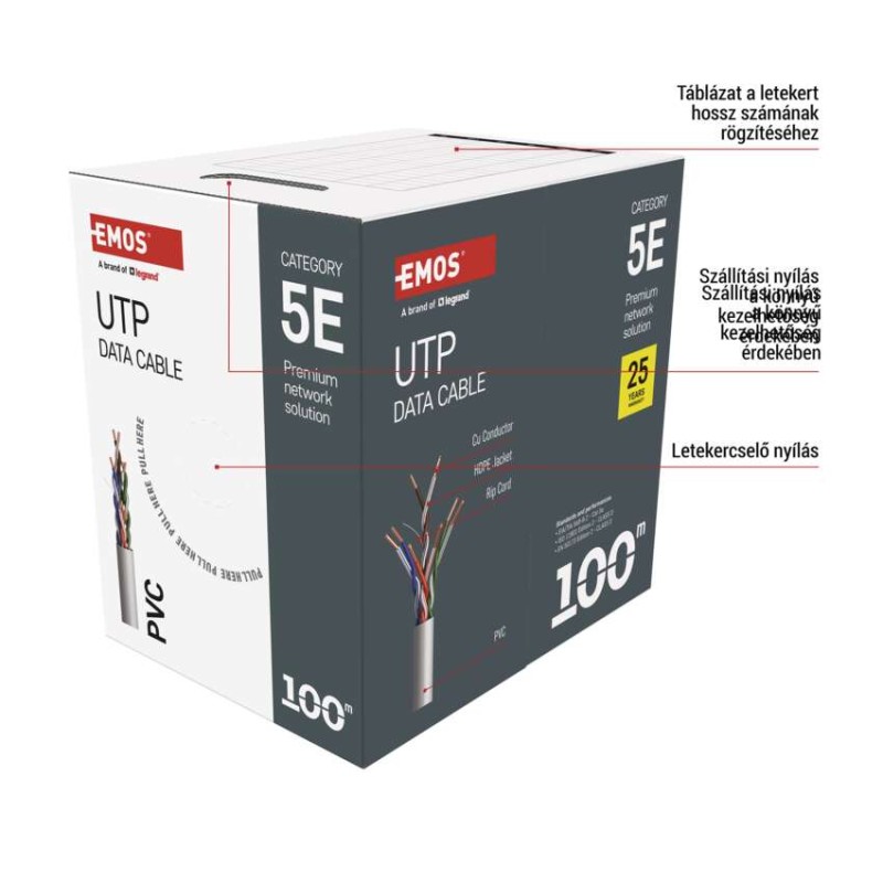 EMOS UTP kábel CAT 5E 100m