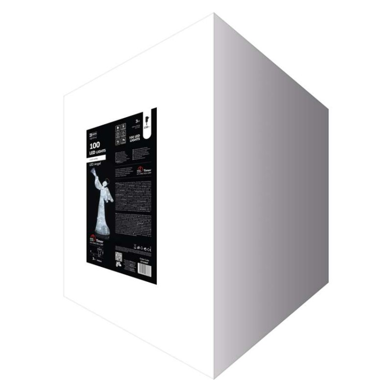 LED vianočný anjel ratanový, 130cm, vnútorný, studená b., č.