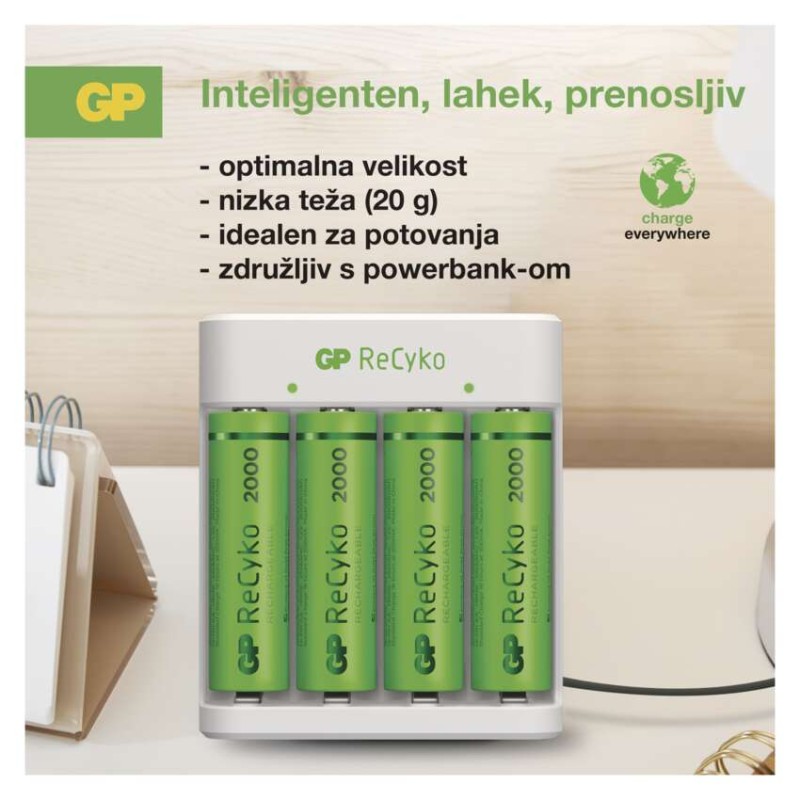 GP polnilec baterij Eco E411 + 4× AA 2100 + 4× AAA 800