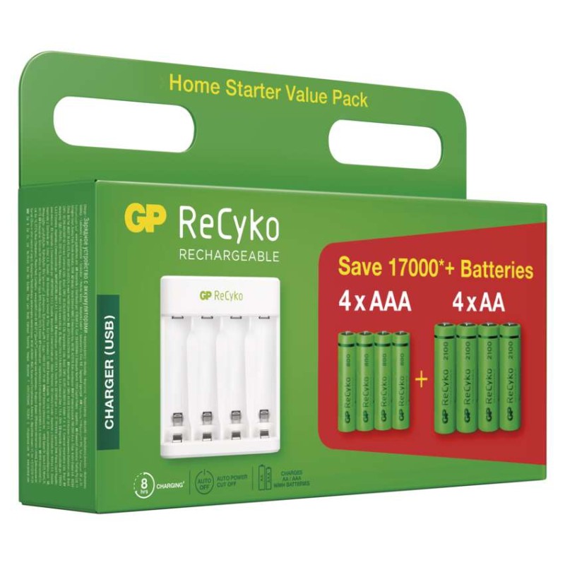 GP Akkumulátor töltő Eco E411+ 4× AA 2100 + 4× AAA 800