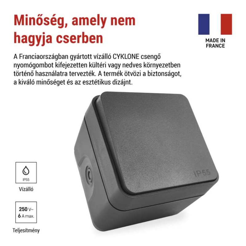 EMOS Cyklone csengő nyomógomb 1/0 IP55