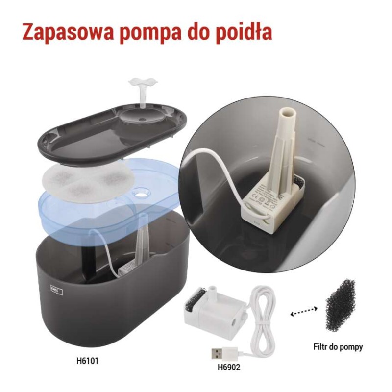 Pompa zapasowa do poidła H6101, biała