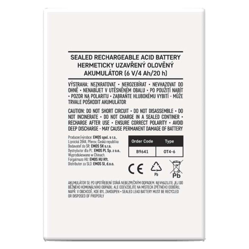 EMOS Ólom-savas akkumulátor (P2301, P2304, P2305, P2308)
