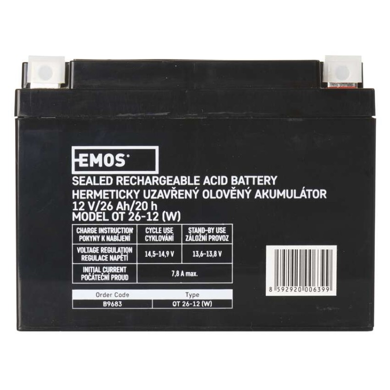 SLA (hermētisks svina un skābes elementu) akumulators, 12 V/26 Ah, L2
