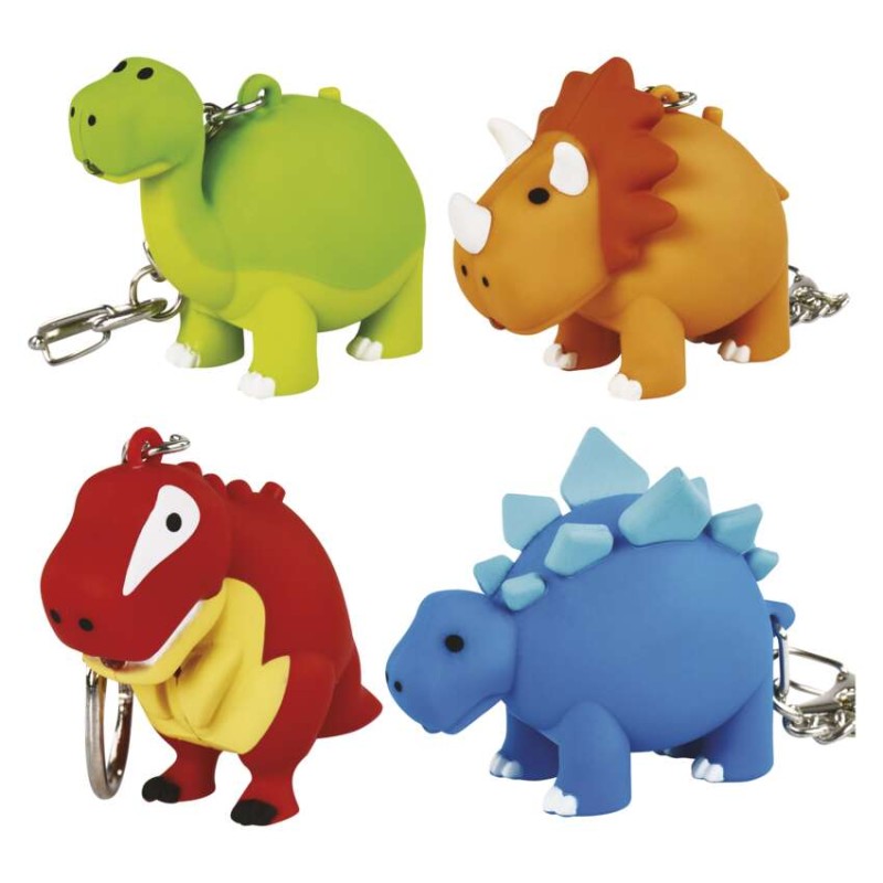 LED klíčenka – dinosauři se zvukem na LR54, 24 ks, display box