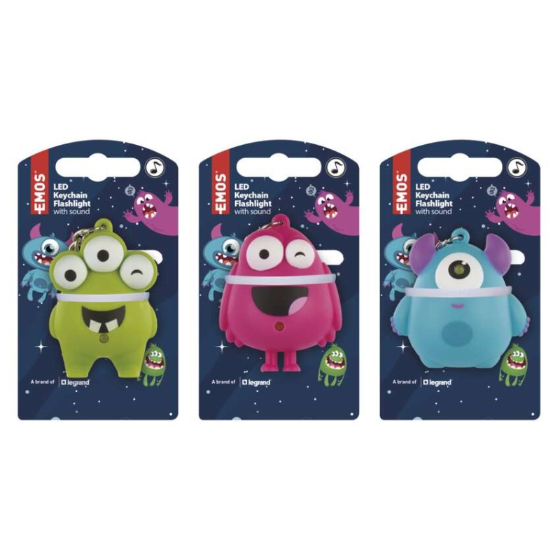 Brelok LED monsterki, 18 szt., display box