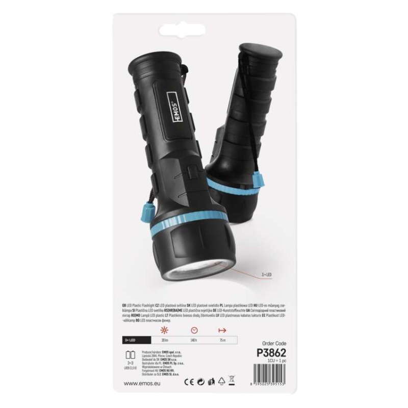 LED ruční svítilna P3862, 20 lm,2× D