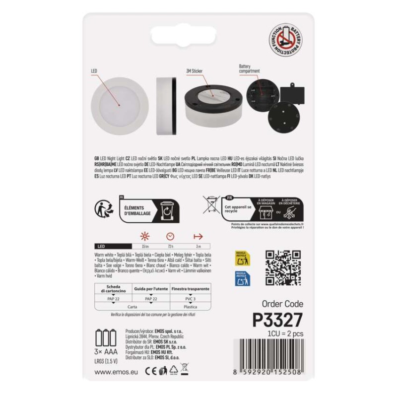 EMOS LED éjjeli fény 4LED 3× AAA, 2 db