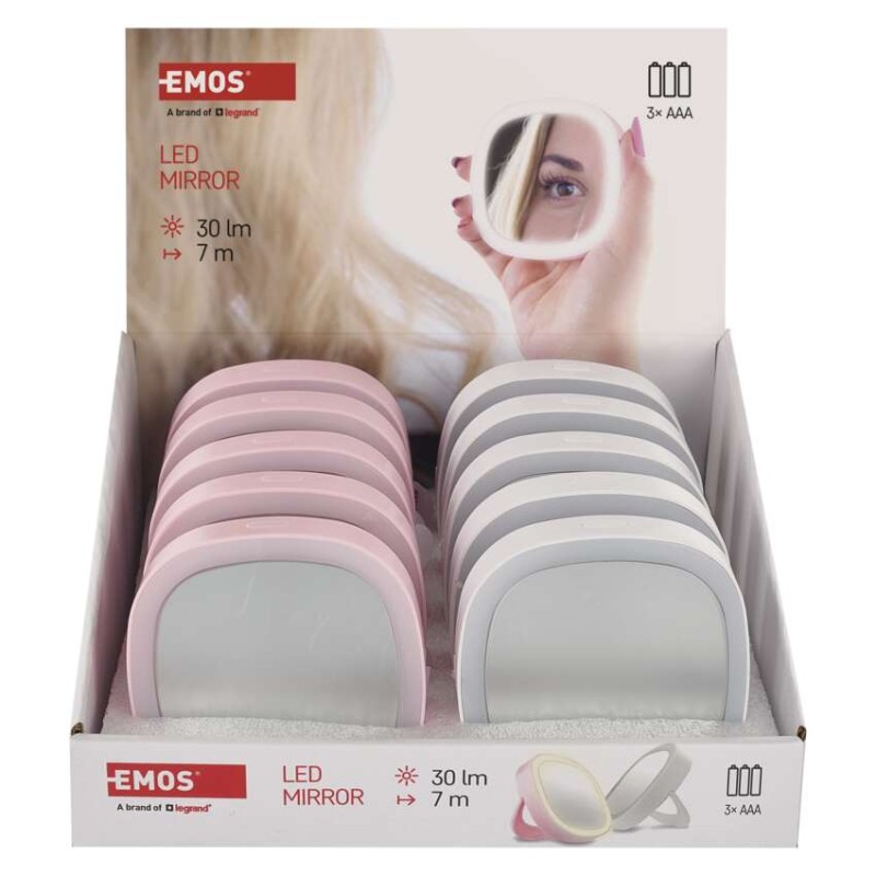 Hordozható sminktükör LED fénnyel, 10 db, kínáló dobozban