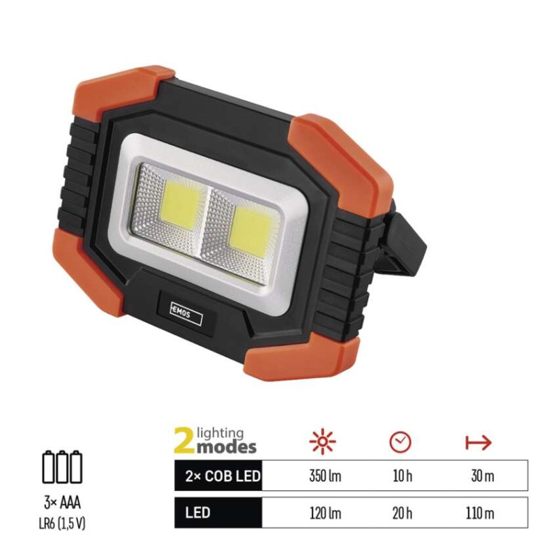 #LED WORKLIGHT 2×COB LED + LED 3×AA