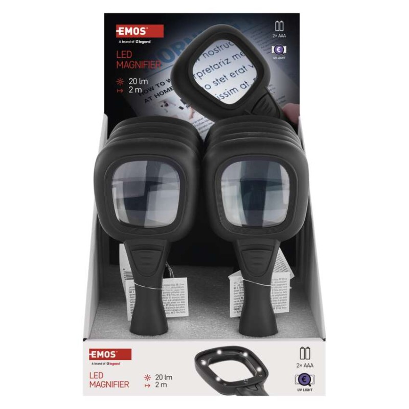 Kézi nagyító LED/UV megvilágítással, 10 db, dobozos kiszerelésben