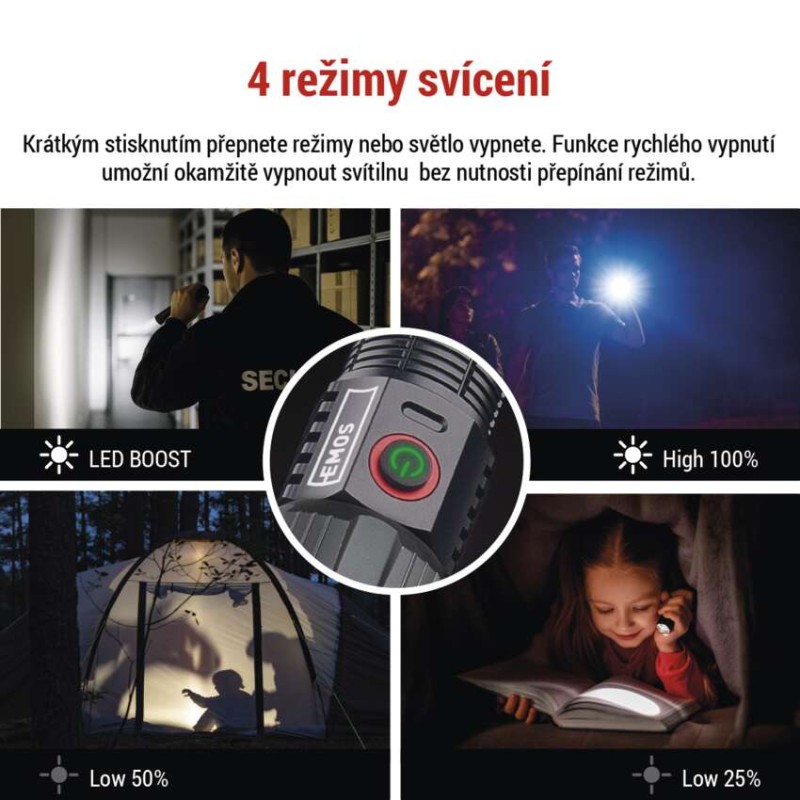 LED nabíjecí kovová svítilna 3000 lm, 5000 mAh