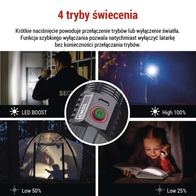 Latarka metalowa LED 3000 lm, 5000 mAh, ładowalna