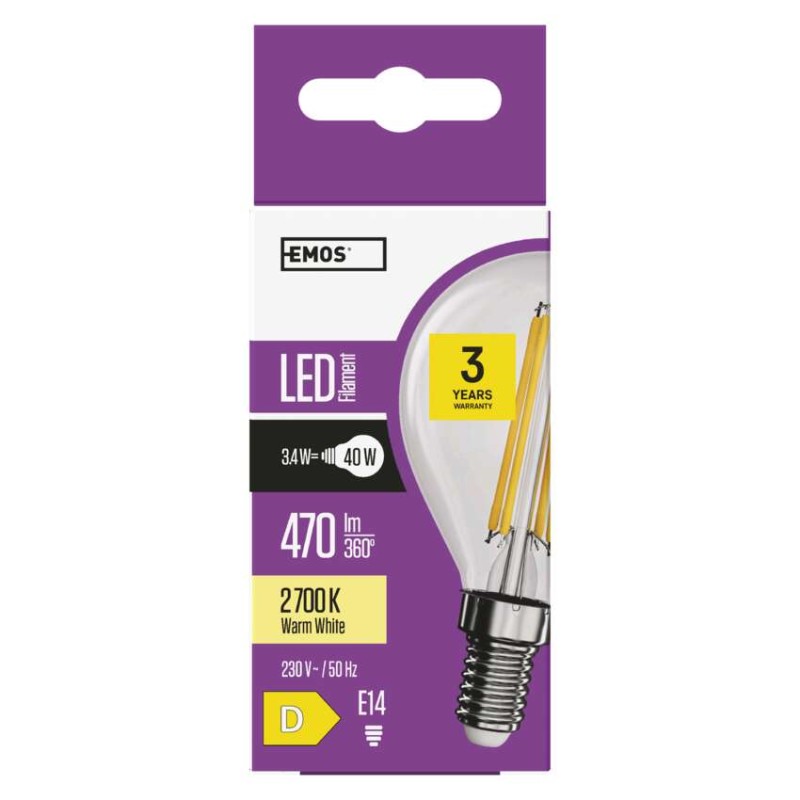 LED Lampe Filament Mini Globe / E14 / 3,4 W (40 W) / 470 lm / Warmweiß