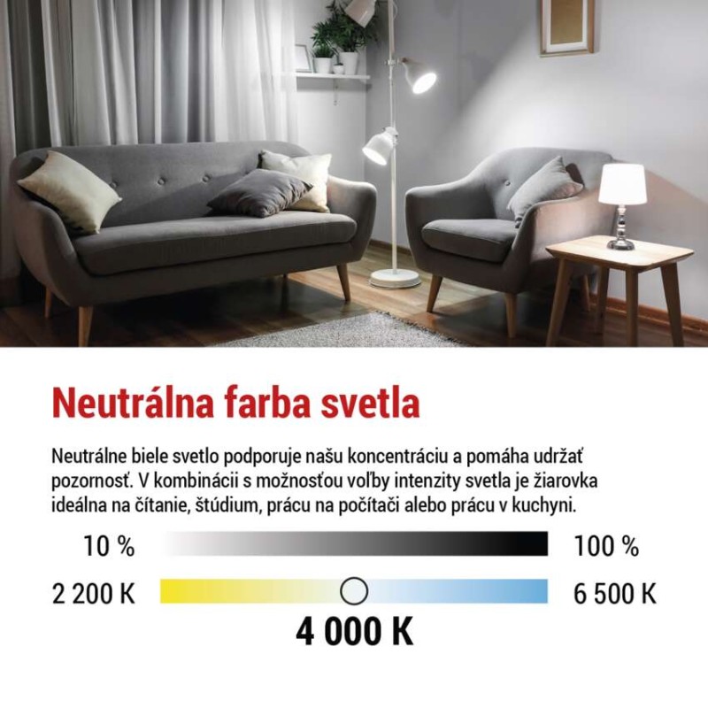 LED žiarovka Filament A60 / E27 / 7,5 W (75 W) / 1 055 lm / neutrálna biela / stmievateľná