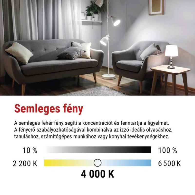 LED izzó Filament A60 / E27 / 11W (100W) / 1521 lm / természetes fehér / dimmelhető