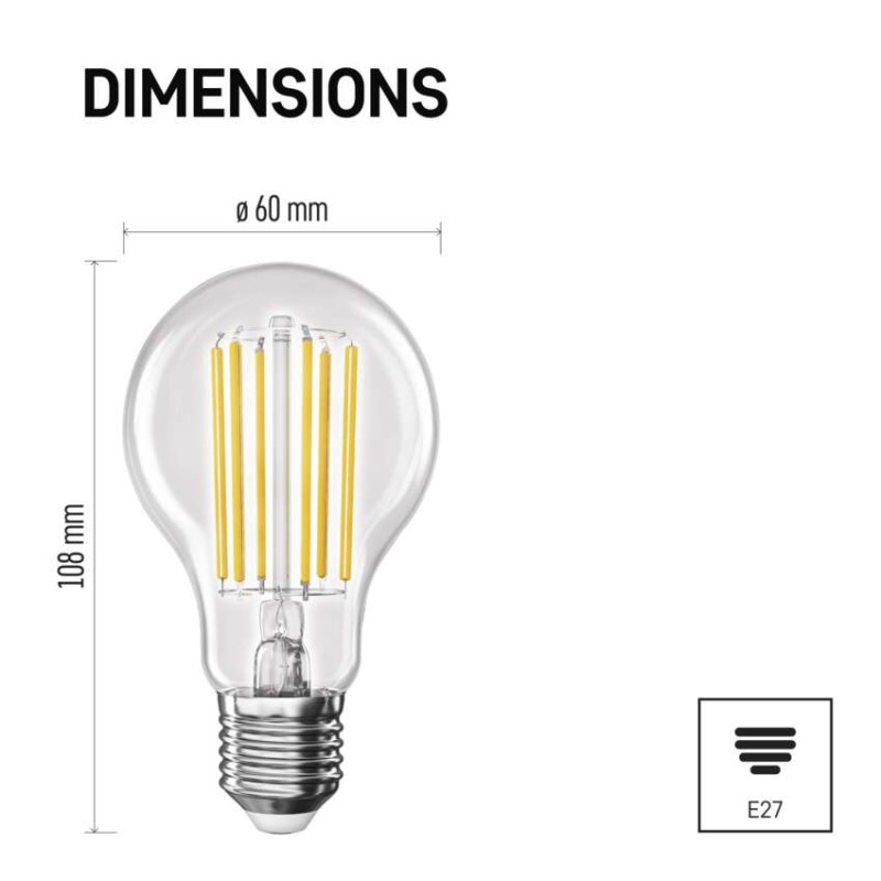 Żarówka LED Filament A60 A CLASS/ E27 / 7,2 W (100 W) / 1521 lm / neutralna biel