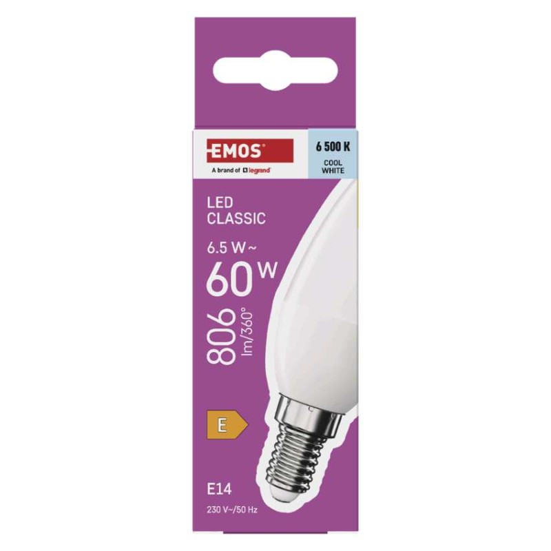 LED spuldze Classic Candle / E14 / 6,5 W (60 W) / 806 lm / Auksti balta