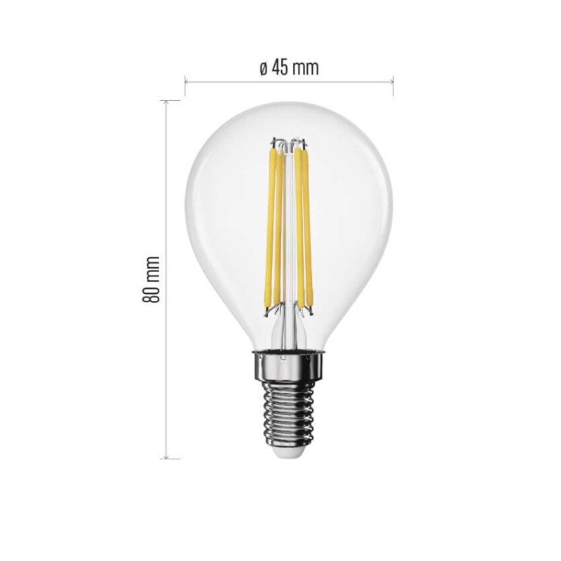 LED spuldze Filament Mini Globe / E14 / 1,8 W (25 W) / 250 lm / Silti balta