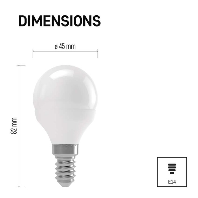 LED žárovka Classic Mini Globe / E14 / 4,1 W (32 W) / 350 lm / neutrální bílá