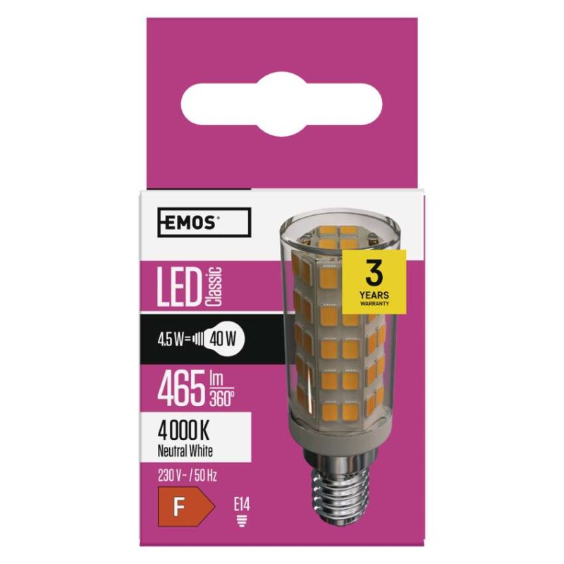 LED spuldze tvaika nosūcējam Classic JC / E14 / 4,5 W (40 W) / 465 lm / neitrāli balta