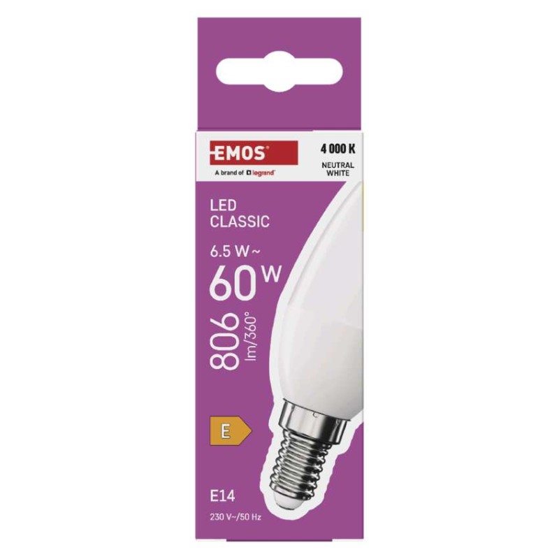 LED pirn Classic Candle / E14 / 6,5 W (60 W) / 806 lm / Neutraalne valge