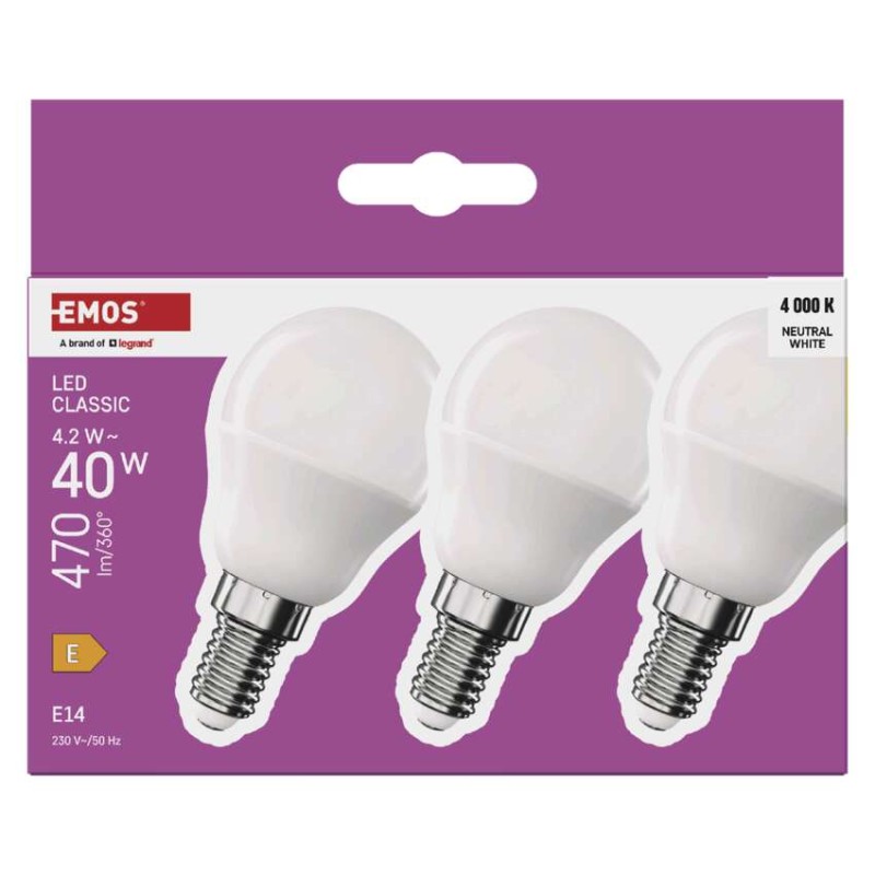 LED spuldze Classic Mini Globe / E14 / 4,2 W (40 W) / 470 lm / Neitrāli balta