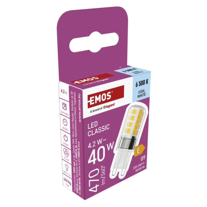 LED pirn Classic JC / G9 / 4,2 W (40 W) / 470 lm /  Külm valge