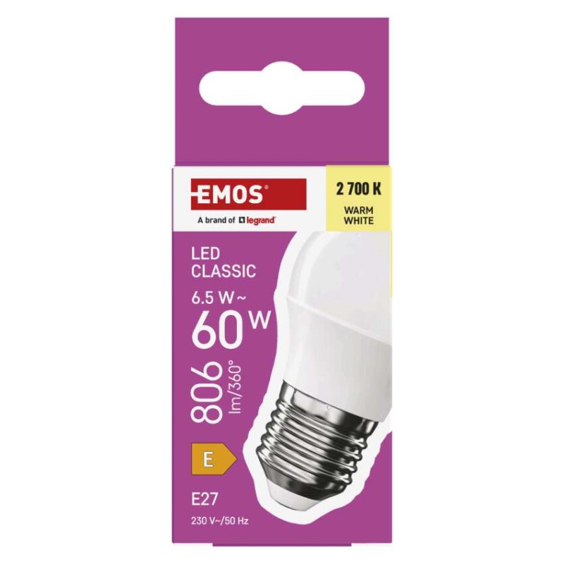 LED pirn Classic Mini Globe / E27 / 6,5 W (60 W) / 806 lm / Soe valge