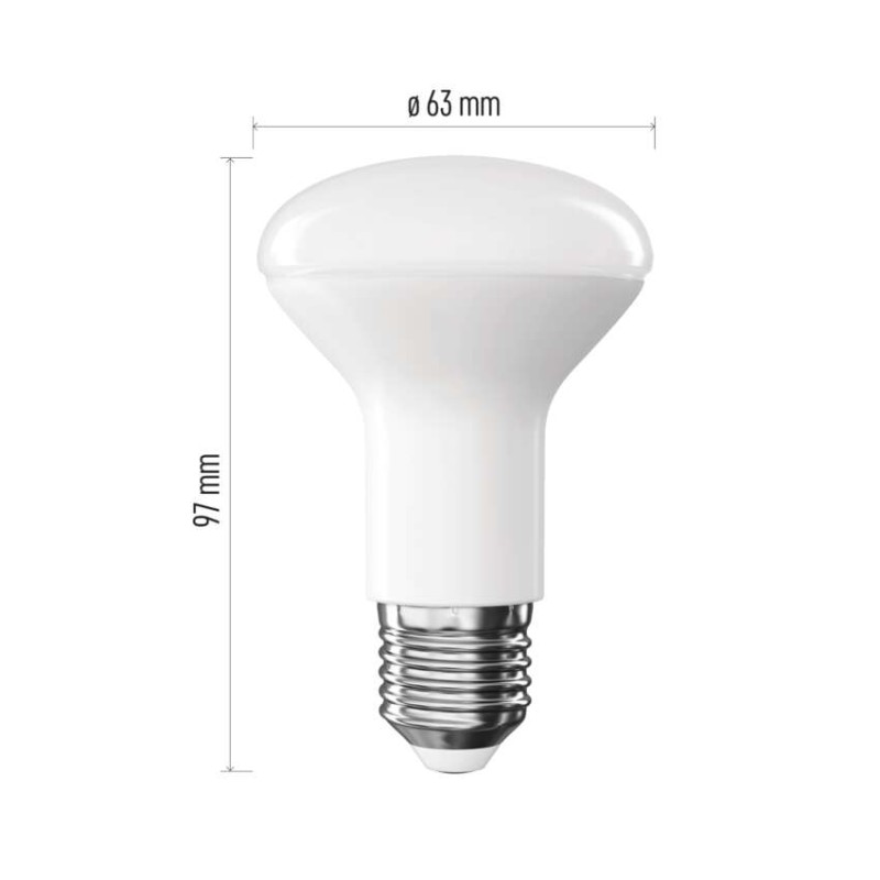 LED spuldze Classic R63 / E27 / 7 W  (60 W) / 806 lm / Silti balta