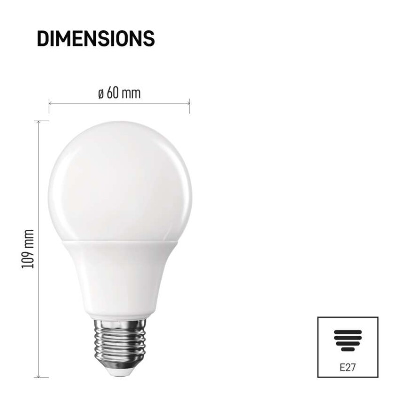 LED izzó Classic A60 / E27 / 9,5 W (75 W) / 1055 lm / Természetes fehér