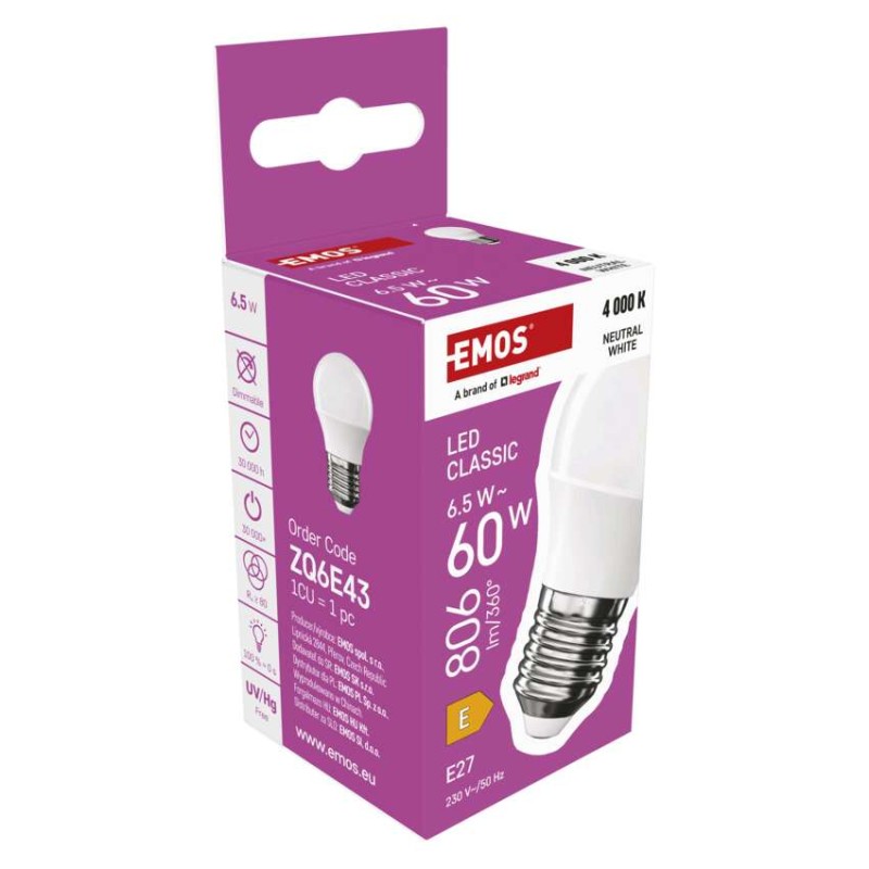 Żarówka LED Classic Mini Globe / E27 / 6,5 W (60 W) / 806 lm / neutralna biel