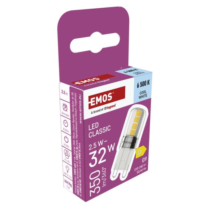 Żarówka LED Classic JC / G9 / 2,5 W (32 W) / 350 lm / zimna biel