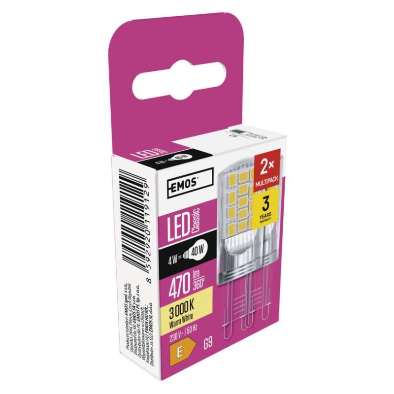 Żarówka LED Classic JC / G9 / 4 W (40 W) / 470 lm / ciepła biel