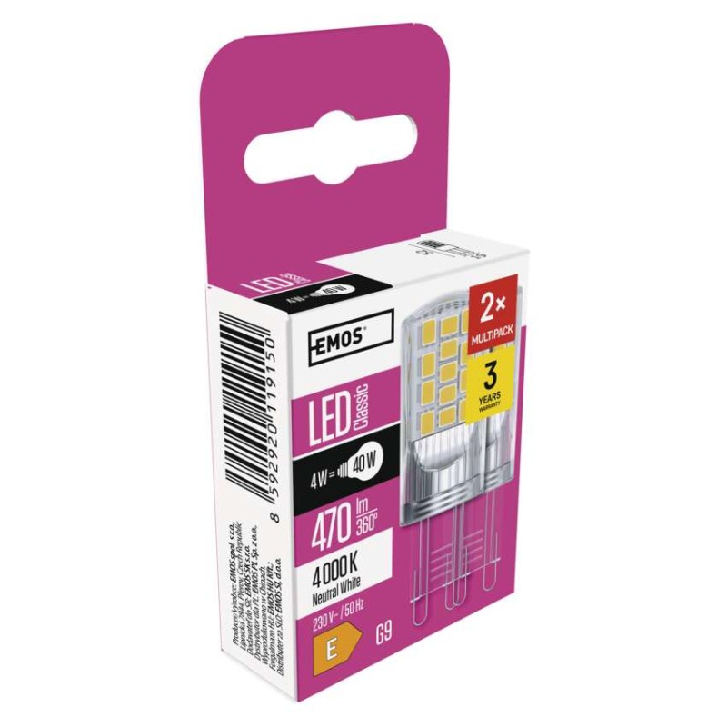 Żarówka LED Classic JC / G9 / 4 W (40 W) / 470 lm / neutralna biel