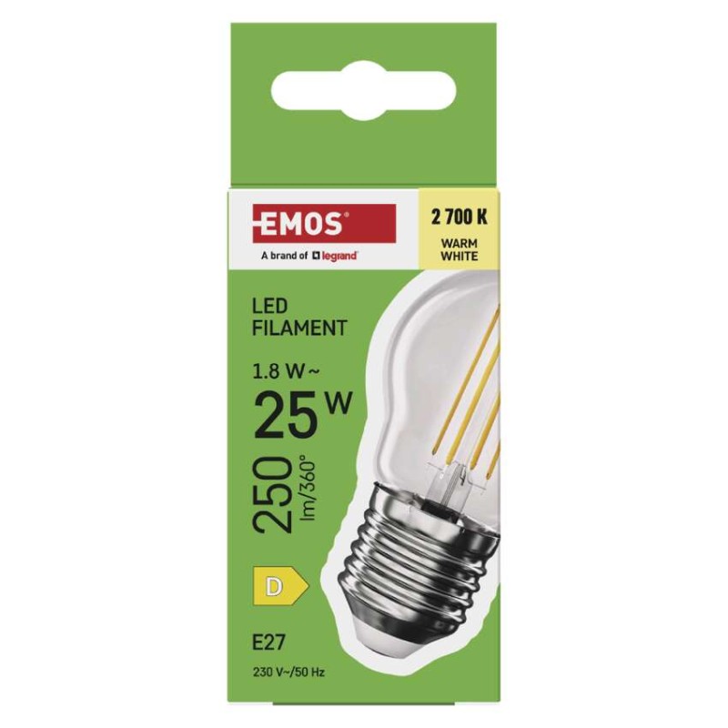 LED izzó Filament Mini Globe / E27 / 1,8 W (25 W) / 250 lm / Meleg fehér