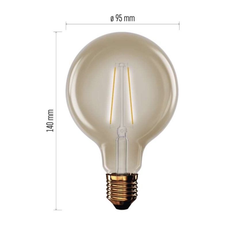 LED izzó Vintage G95 / E27 / 4,5 W (40 W) / 420 lm / Meleg fehér
