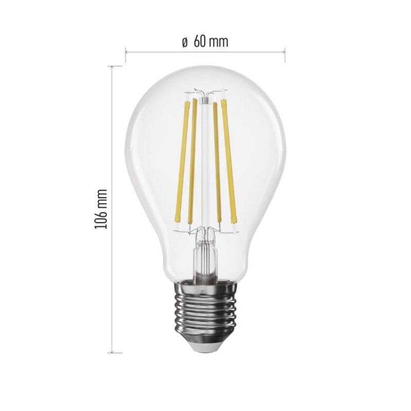 LED pirn Filament A60 / E27 / 7,5 W (75 W) / 1 055 lm / soe valge / dimmerdatav