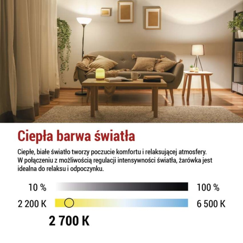 Żarówka LED Filament A60/ E27 / 7,5 W (75 W) / 1 055 lm /ciepła biel / ściemnialna