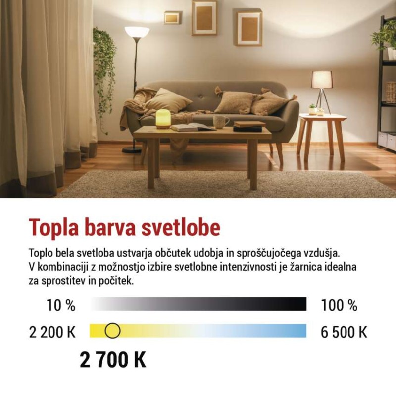 LED žarnica Filament A60/ E27 / 7,5 W (75 W) / 1 055 lm / toplo bela / zatemnitev