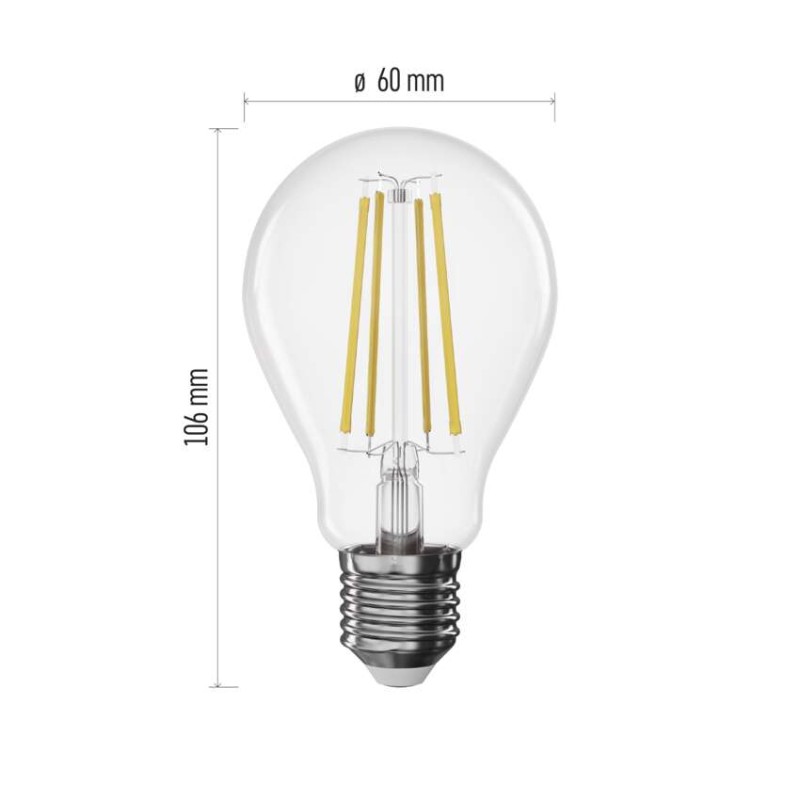 LED izzó Filament A60 / E27 / 7,5 W (75 W) / 1 055 lm / Természetes fehér / dimmelhető