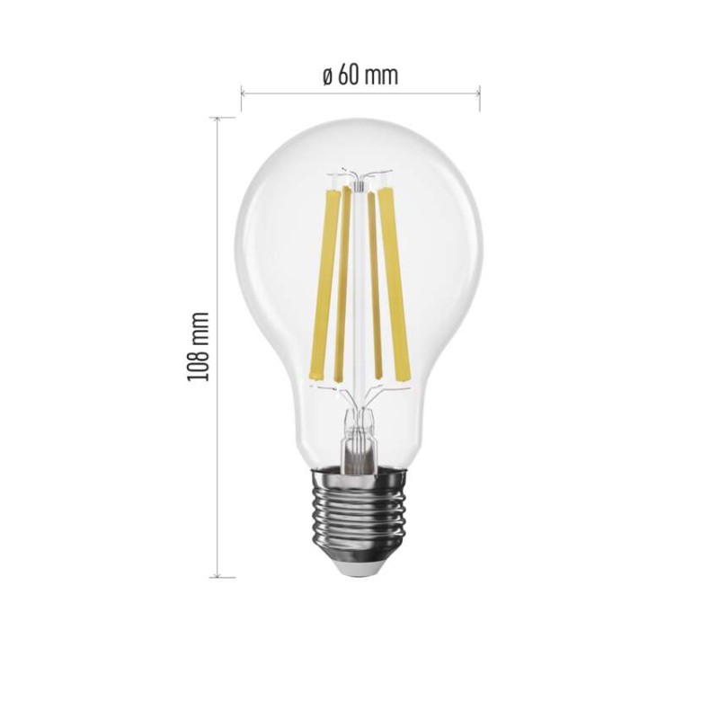LED izzó Filament A60 / E27 / 11 W (100 W) / 1 521 lm / Természetes fehér / dimmelhető