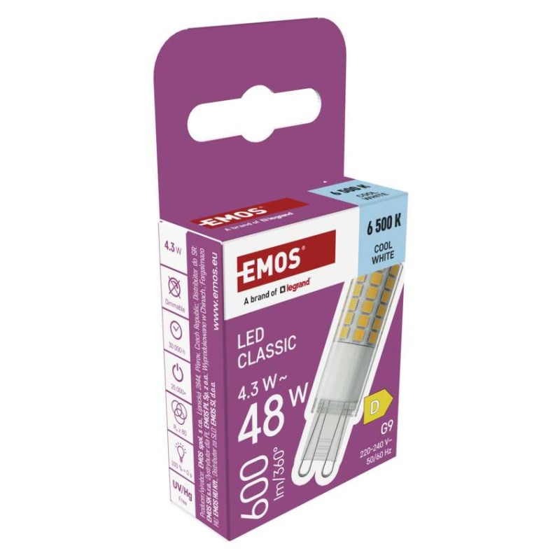 LED pirn Classic JC / G9 / 4,3W (48 W) / 600 lm / Külm valge