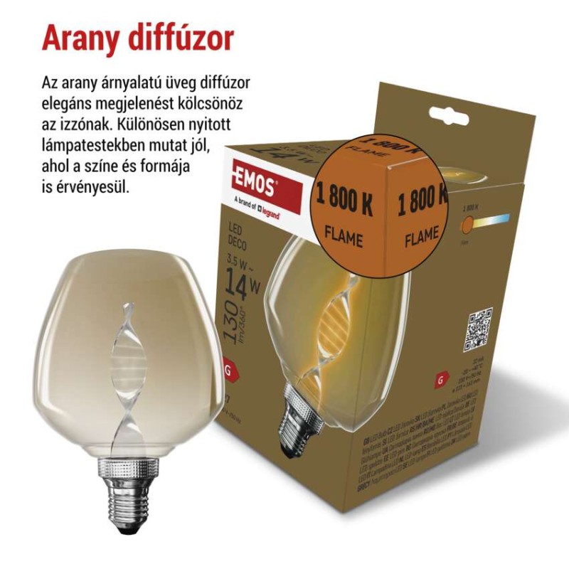 LED izzó DECO S123 / E27 / 3,5 W (14 W) / 130 lm / flame